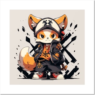 Cute fox wearing a hat and jacket Posters and Art